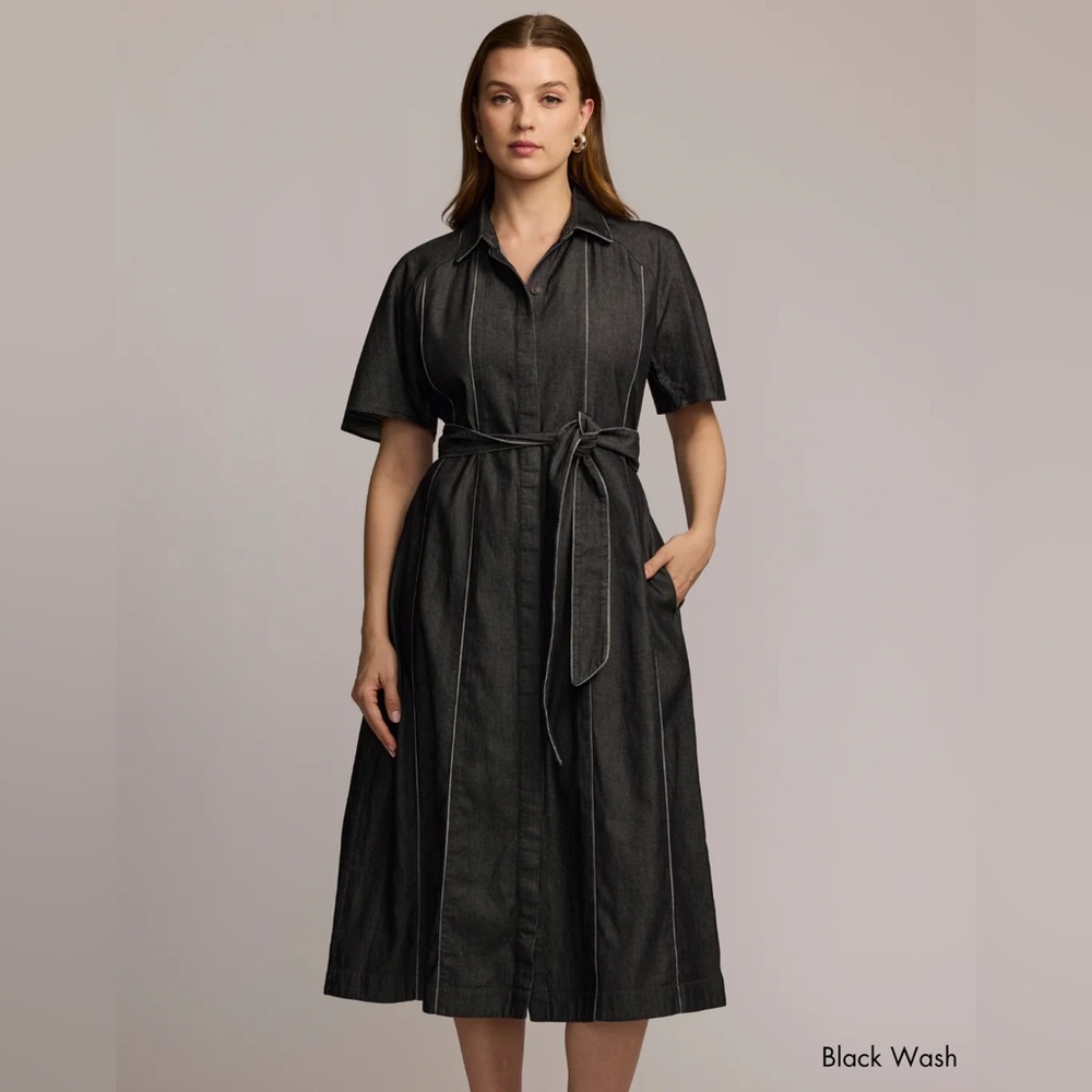 Chic Black Midi Dress with Belt
